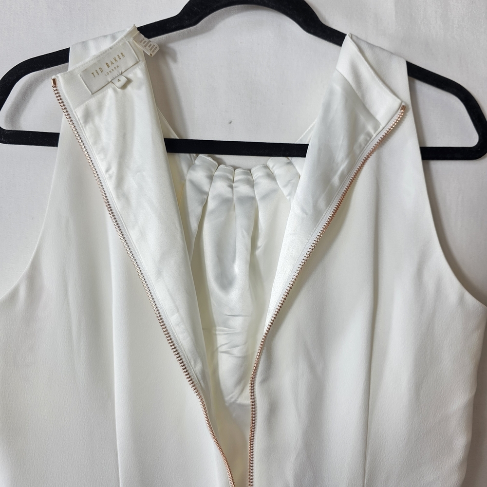 Ted Baker Rubelle Blenheim Palace ruched detail midi dress in natural maximalist - Picture 15 of 16